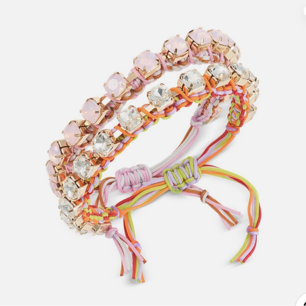 On 34th Gold-Tone 2-Pc. Set Color Crystal Cord Slider Bracelets Macys Exclusive